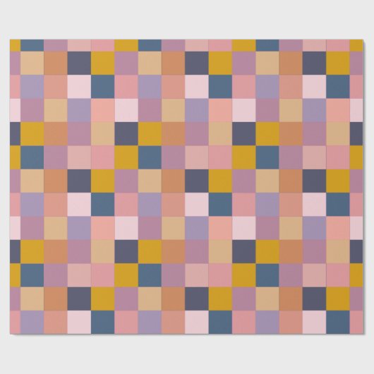 Patchwork Patroon Geel Paars Geometrisch Ontwerp Cadeaupapier (Vlak)