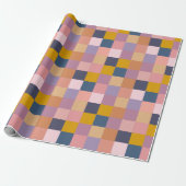 Patchwork Patroon Geel Paars Geometrisch Ontwerp Cadeaupapier (Uitgerold)