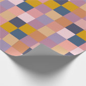 Patchwork Patroon Geel Paars Geometrisch Ontwerp Cadeaupapier (Hoek)