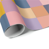 Patchwork Patroon Geel Paars Geometrisch Ontwerp Cadeaupapier (Rol Hoek)