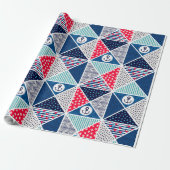 Patchwork Patroon met Nautical Element Polka Dot Cadeaupapier (Uitgerold)