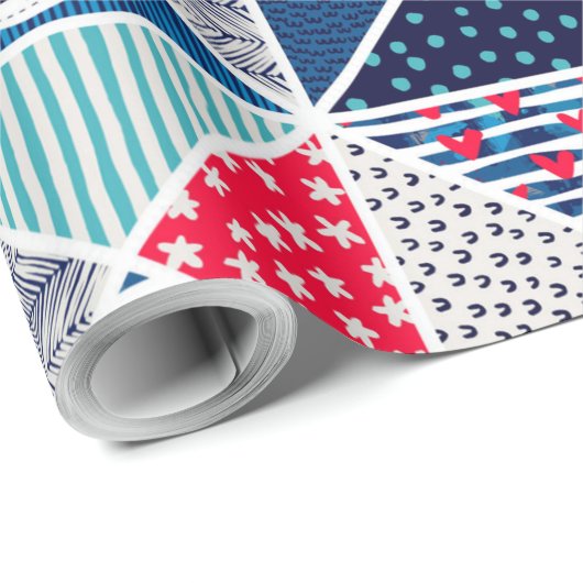 Patchwork Patroon met Nautical Element Polka Dot Cadeaupapier (Rol Hoek)