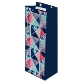 Patchwork Patroon met Nautical Element Polka Dot Wijn Cadeautas (Achterkant Gekanteld)