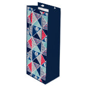 Patchwork Patroon met Nautical Element Polka Dot Wijn Cadeautas (Voorkant Gekanteld)