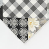 Patchwork Patroon met strepen en gele rozen Fleece Deken (Hoek)