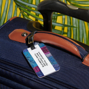 Patchwork Patroon, Patchwork Background, Blue Bagagelabel