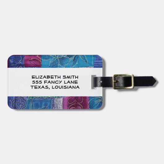 Patchwork Patroon, Patchwork Background, Blue Bagagelabel (Voorkant horizontaal)