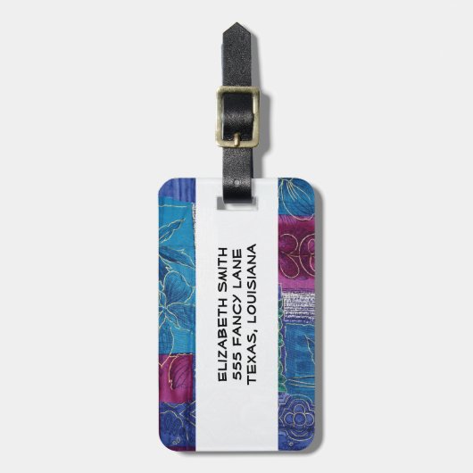 Patchwork Patroon, Patchwork Background, Blue Bagagelabel (Voorkant verticaal)