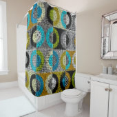 Patchwork patroon, ruwe canvas imitatie. douchegordijn (In situ)