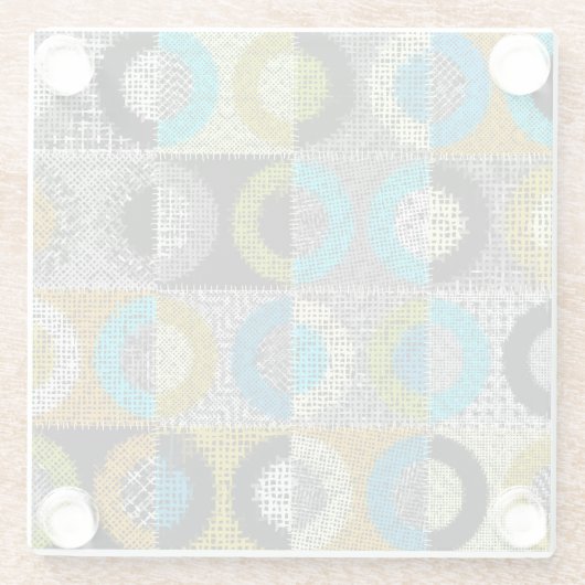 Patchwork patroon, ruwe canvas imitatie. glazen onderzetter (Achterkant)