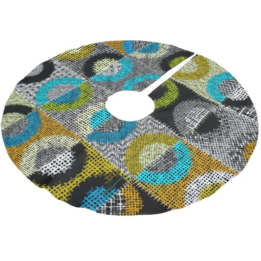 Patchwork patroon, ruwe canvas imitatie. kerstboom rok (Gekanteld)