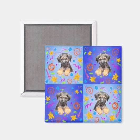 Patchwork patroon van rietpuppy magneet (Voorkant / Achterkant)