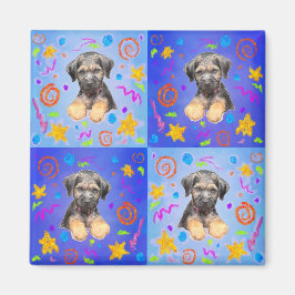 Patchwork patroon van rietpuppy magneet