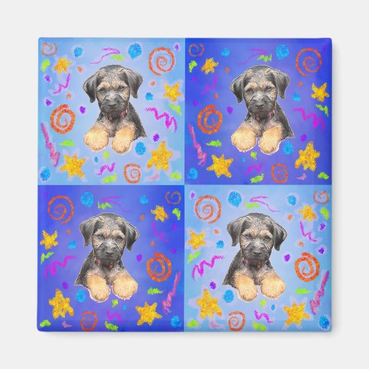 Patchwork patroon van rietpuppy magneet (Voorkant)