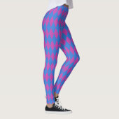 Patchwork Patroon voor Bright Blue en Magenta Faux Leggings (Rechts)