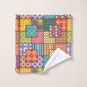 Patchwork-patroonbloemen Polka Dot Stripe Bad Handdoek (Wasdoekje)