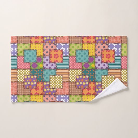 Patchwork-patroonbloemen Polka Dot Stripe Bad Handdoek (Handdoek)