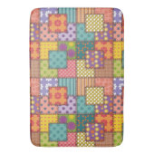 Patchwork-patroonbloemen Polka Dot Stripe Badmat (Voorkant Verticaal)