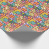 Patchwork-patroonbloemen Polka Dot Stripe Cadeaupapier (Hoek)