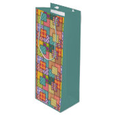 Patchwork-patroonbloemen Polka Dot Stripe Wijn Cadeautas (Voorkant Gekanteld)