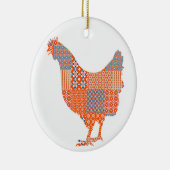 Patchwork Pattern Chicken Boerderij Animal Keramisch Ornament (Rechts)