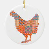 Patchwork Pattern Chicken Boerderij Animal Keramisch Ornament (Achterkant)