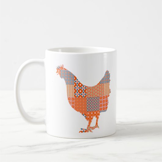 Patchwork Pattern Chicken Boerderij Animal Koffiemok (Links)