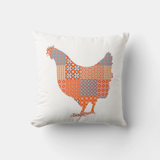 Patchwork Pattern Chicken Boerderij Animal Kussen (Voorkant)