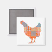 Patchwork Pattern Chicken Boerderij Animal Magneet (Voorkant / Achterkant)