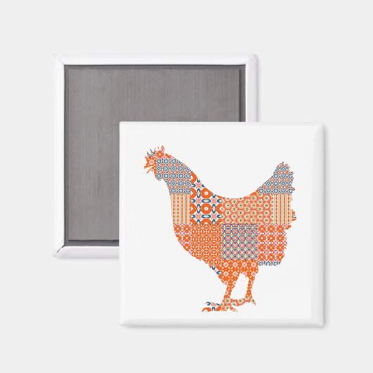Patchwork Pattern Chicken Boerderij Animal Magneet (Voorkant / Achterkant)