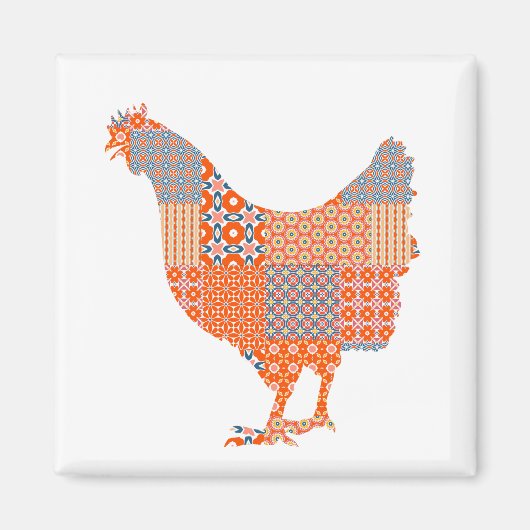 Patchwork Pattern Chicken Boerderij Animal Magneet (Voorkant)