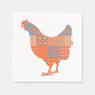 Patchwork Pattern Chicken Boerderij Animal Servet