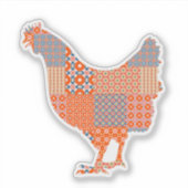 Patchwork Pattern Chicken Boerderij Animal Sticker (Voorkant)