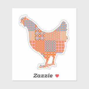 Patchwork Pattern Chicken Boerderij Animal Sticker