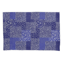 Patchwork Pattern Chintz Shades of Blue Polka Dot Kussensloop