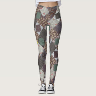  Patchwork Pattern Dark Diamond Quilt Leggings
