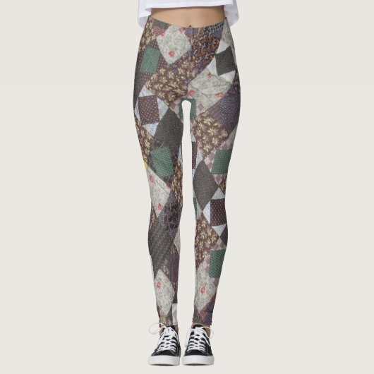 Patchwork Pattern Dark Diamond Quilt Leggings (Voorkant)