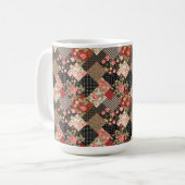 Patchwork Pattern Flowers Polka Dot Geometric Plai Koffiemok (Voorkant links)