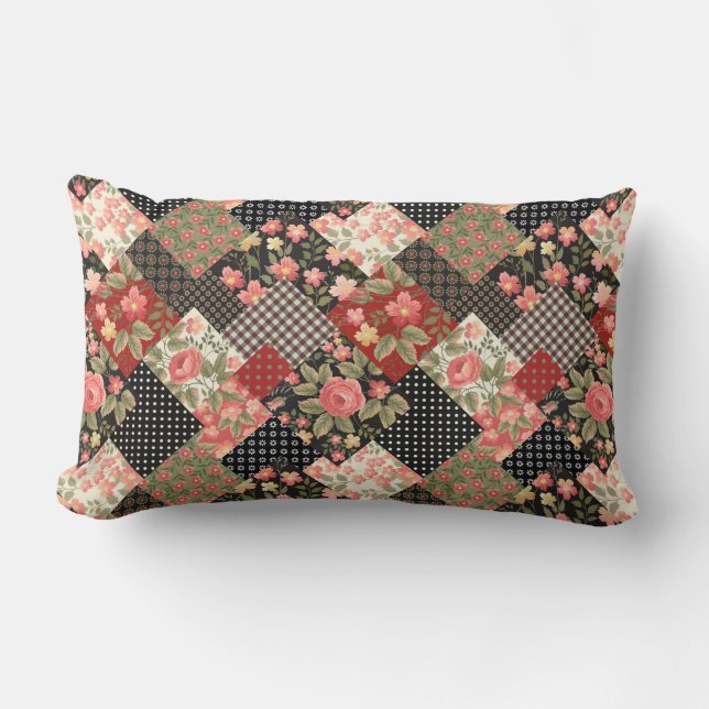 Patchwork Pattern Flowers Polka Dot Geometric Plai Kussen (Voorkant)