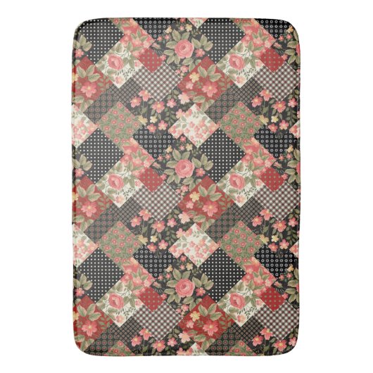 Patchwork Pattern Geometric Flowers Polka Dots Badmat (Voorkant Verticaal)