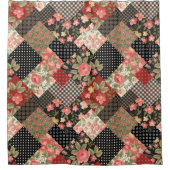 Patchwork Pattern Geometric Flowers Polka Dots Douchegordijn (Voorkant)