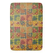 Patchwork Pattern Heart Button Stripe Green Yellow Badmat (Voorkant Verticaal)