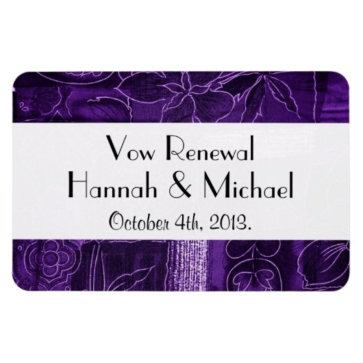 Patchwork Pattern, Paars Patchwork, Vow Renewal Magneet (Horizontaal)