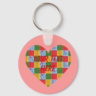Patchwork Pattern Painting Heart Shaped Sleutelhanger