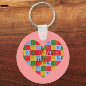 Patchwork Pattern Painting Heart Shaped Sleutelhanger (Voorkant)