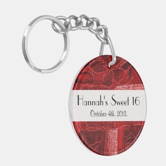 Patchwork Pattern, Patchwork Background, Sweet 16 Sleutelhanger (Voorkant Links)