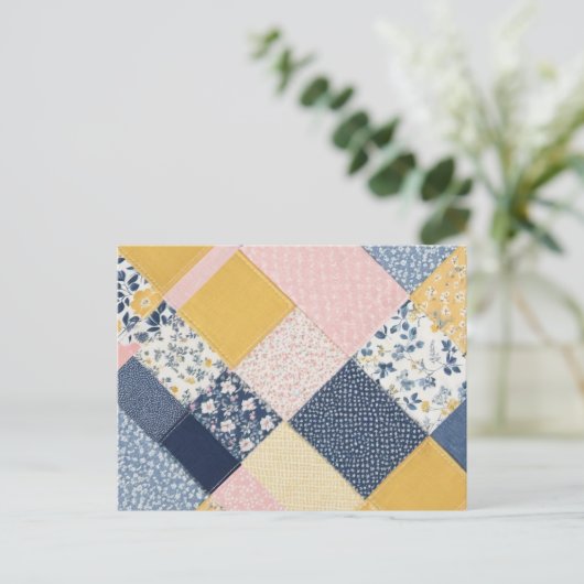 Patchwork Patterned Retro Afbeelding Briefkaart (Staand voorkant)