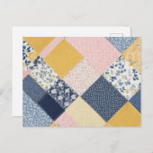 Patchwork Patterned Retro Afbeelding Briefkaart (Voorkant / Achterkant)