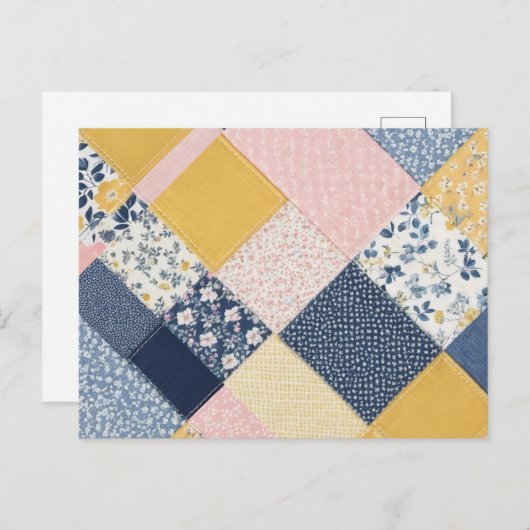Patchwork Patterned Retro Afbeelding Briefkaart (Voorkant / Achterkant)