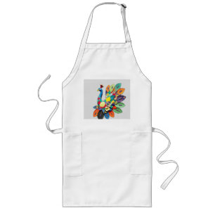 Patchwork Pauw Illustratie Lang Schort